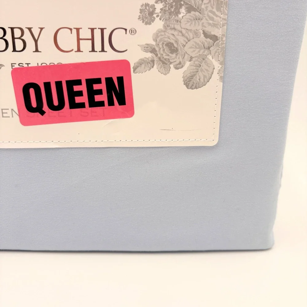 Shabby Chic Queen Sheet Set Light Blue 4‎ Piece Microfiber Bedding